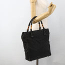 GUCCI Bamboo GG Canvas Hand Bag Black 112530 Auth LNZ427-21
