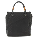 GUCCI Bamboo GG Canvas Hand Bag Black 112530 Auth LNZ427-3