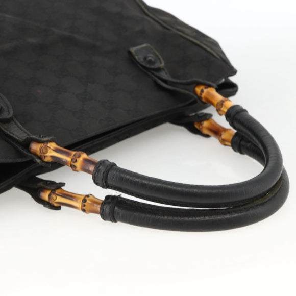 GUCCI Bamboo GG Canvas Hand Bag Black 112530 Auth LNZ427