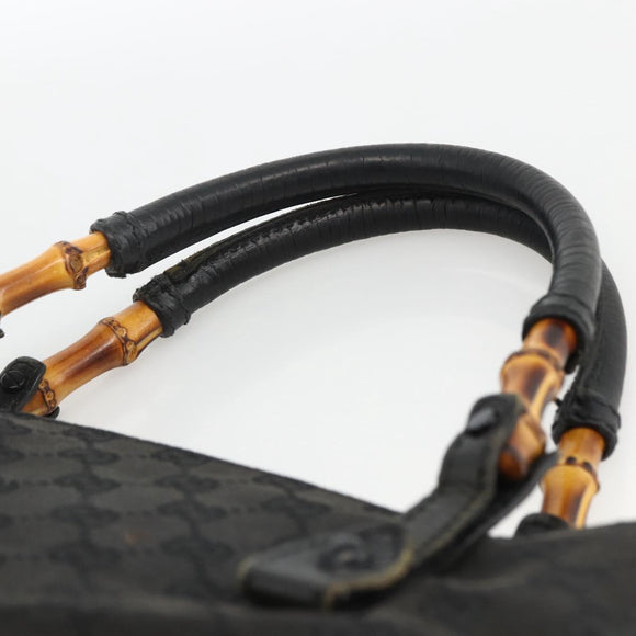 GUCCI Bamboo GG Canvas Hand Bag Black 112530 Auth LNZ427