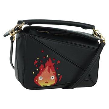 LOEWE Loewe x Studio Ghibli Calcifer Mini Puzzle Bag Leather Black Auth LNZ429SM