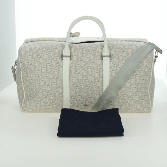 Christian Dior Trotter Canvas Boston Bag 2way White Auth LNZ433SM