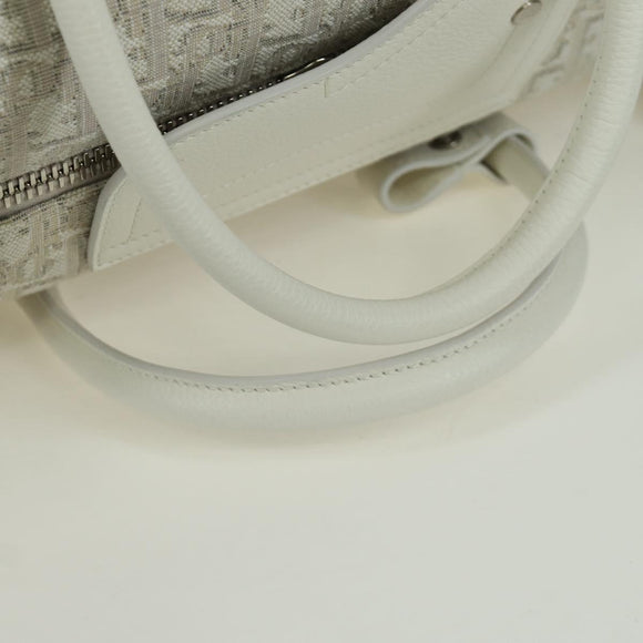 Christian Dior Trotter Canvas Boston Bag 2way White Auth LNZ433SM
