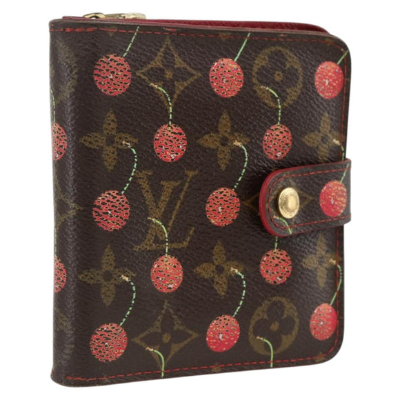 LOUIS VUITTON Monogram Cherry Compact zip Bifold Wallet M95005 LV Auth LNZ439