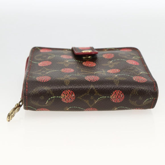 LOUIS VUITTON Monogram Cherry Compact zip Bifold Wallet M95005 LV Auth LNZ439