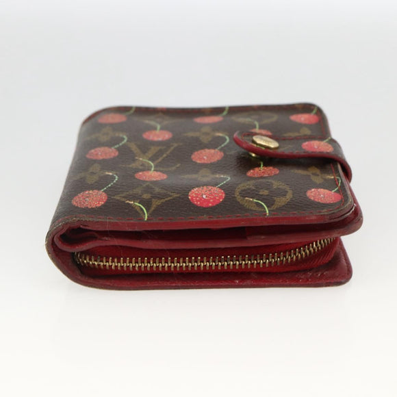 LOUIS VUITTON Monogram Cherry Compact zip Bifold Wallet M95005 LV Auth LNZ439
