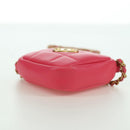 CHANEL Choco Bar Chain Shoulder Pouch Lamb Skin Pink Gold CC Auth LNZ440SAM-5