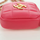 CHANEL Choco Bar Chain Shoulder Pouch Lamb Skin Pink Gold CC Auth LNZ440SAM-16