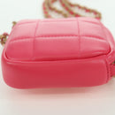 CHANEL Choco Bar Chain Shoulder Pouch Lamb Skin Pink Gold CC Auth LNZ440SAM-18