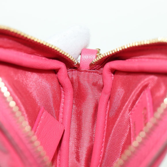 CHANEL Choco Bar Chain Shoulder Pouch Lamb Skin Pink Gold CC Auth LNZ440SAM