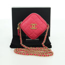 CHANEL Choco Bar Chain Shoulder Pouch Lamb Skin Pink Gold CC Auth LNZ440SAM-12