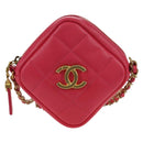 CHANEL Choco Bar Chain Shoulder Pouch Lamb Skin Pink Gold CC Auth LNZ440SAM-13