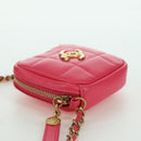 CHANEL Choco Bar Chain Shoulder Pouch Lamb Skin Pink Gold CC Auth LNZ440SAM-3