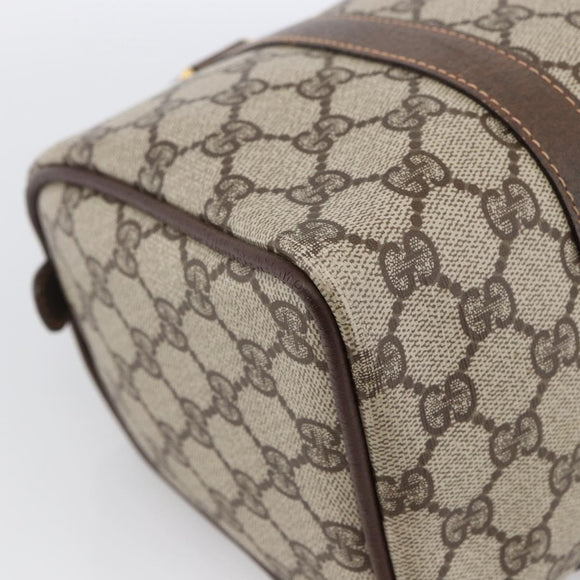 GUCCI GG Supreme Web Sherry Line Boston Bag PVC Beige Gold 40 02 006 Auth LNZ451