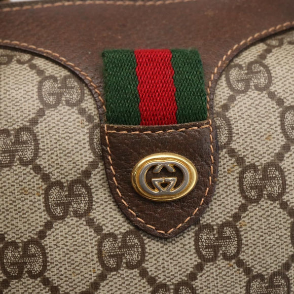 GUCCI GG Supreme Web Sherry Line Boston Bag PVC Beige Gold 40 02 006 Auth LNZ451