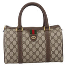 GUCCI GG Supreme Web Sherry Line Boston Bag PVC Beige Gold 40 02 006 Auth LNZ451-13