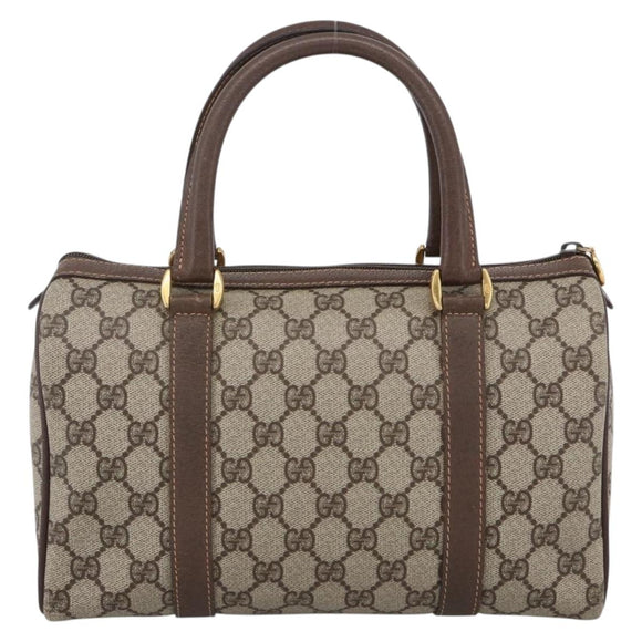 GUCCI GG Supreme Web Sherry Line Boston Bag PVC Beige Gold 40 02 006 Auth LNZ451