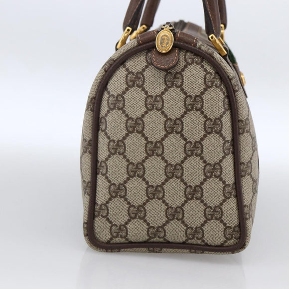 GUCCI GG Supreme Web Sherry Line Boston Bag PVC Beige Gold 40 02 006 Auth LNZ451