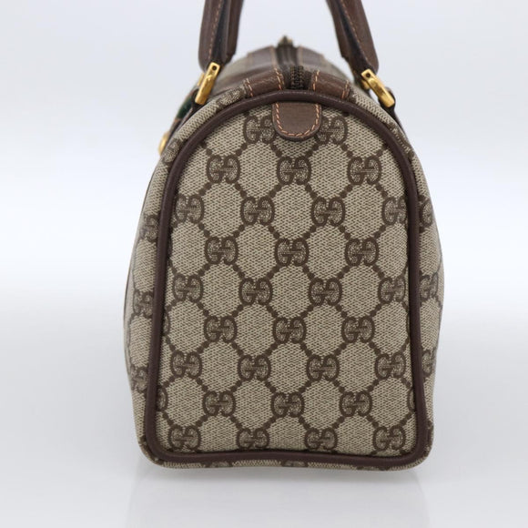 GUCCI GG Supreme Web Sherry Line Boston Bag PVC Beige Gold 40 02 006 Auth LNZ451