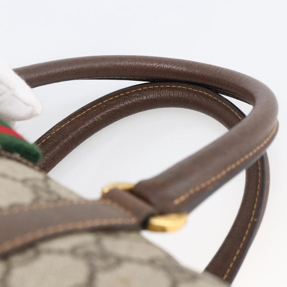 GUCCI GG Supreme Web Sherry Line Boston Bag PVC Beige Gold 40 02 006 Auth LNZ451