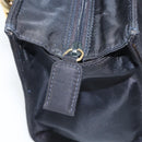 PRADA Metal Handle Hand Bag Nylon Black Gold Auth LNZ454V-16