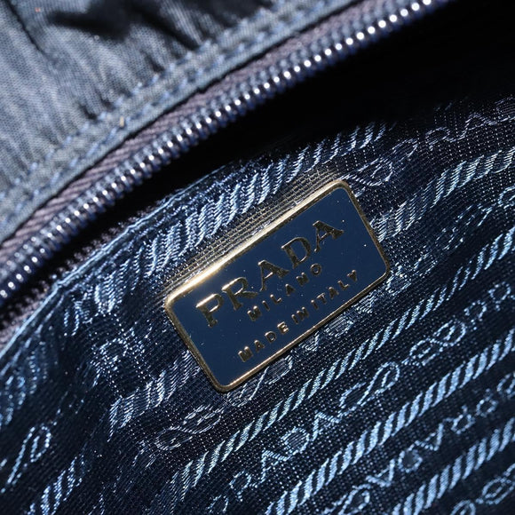 PRADA Handtasche mit Metallgriff Nylon Schwarz Gold Auth LNZ454V