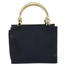 PRADA Metal Handle Hand Bag Nylon Black Gold Auth LNZ454V-3