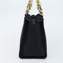 PRADA Metal Handle Hand Bag Nylon Black Gold Auth LNZ454V-4