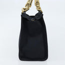 PRADA Metal Handle Hand Bag Nylon Black Gold Auth LNZ454V-5