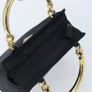 PRADA Metal Handle Hand Bag Nylon Black Gold Auth LNZ454V-6