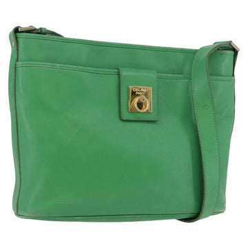 CELINE Shoulder Bag Leather Green Gold Auth LNZ455A