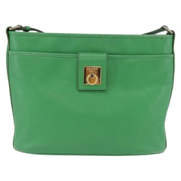 CELINE Shoulder Bag Leather Green Gold Auth LNZ455A - 0