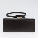 Salvatore Ferragamo Gancini Hand Bag Leather 2way Dark Brown Gold Auth LNZ456-5