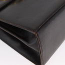 Salvatore Ferragamo Gancini Hand Bag Leather 2way Dark Brown Gold Auth LNZ456-9