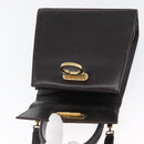 Salvatore Ferragamo Gancini Hand Bag Leather 2way Dark Brown Gold Auth LNZ456-10