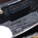 Salvatore Ferragamo Gancini Hand Bag Leather 2way Dark Brown Gold Auth LNZ456-11