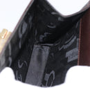 Salvatore Ferragamo Gancini Hand Bag Leather 2way Dark Brown Gold Auth LNZ456-23