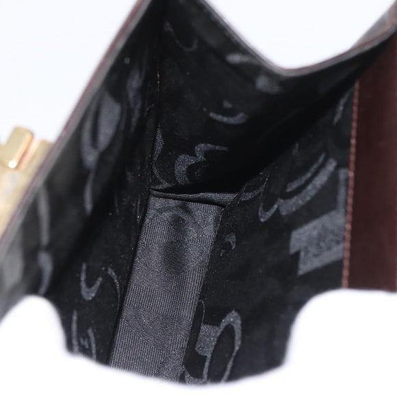 Salvatore Ferragamo Gancini Hand Bag Leather 2way Dark Brown Gold Auth LNZ456