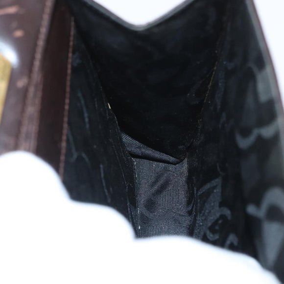 Salvatore Ferragamo Gancini Hand Bag Leather 2way Dark Brown Gold Auth LNZ456