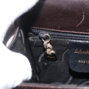 Salvatore Ferragamo Gancini Hand Bag Leather 2way Dark Brown Gold Auth LNZ456-25