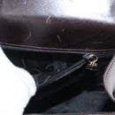Salvatore Ferragamo Gancini Hand Bag Leather 2way Dark Brown Gold Auth LNZ456-26