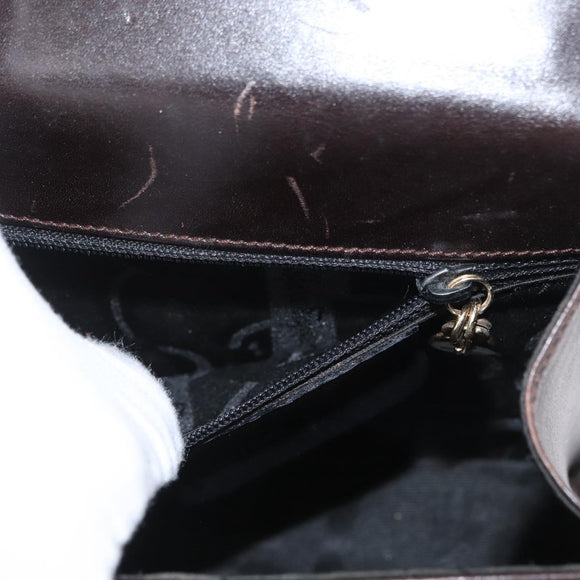 Salvatore Ferragamo Gancini Hand Bag Leather 2way Dark Brown Gold Auth LNZ456