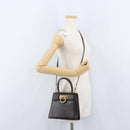 Salvatore Ferragamo Gancini Hand Bag Leather 2way Dark Brown Gold Auth LNZ456-27