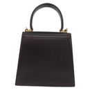 Salvatore Ferragamo Gancini Hand Bag Leather 2way Dark Brown Gold Auth LNZ456-2