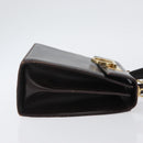 Salvatore Ferragamo Gancini Hand Bag Leather 2way Dark Brown Gold Auth LNZ456-3