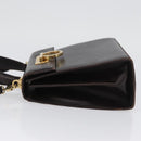 Salvatore Ferragamo Gancini Hand Bag Leather 2way Dark Brown Gold Auth LNZ456-4