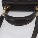 Salvatore Ferragamo Gancini Hand Bag Leather 2way Dark Brown Gold Auth LNZ456-7