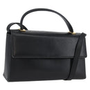 Salvatore Ferragamo Hand Bag Leather 2way Black Gold Auth LNZ457-1