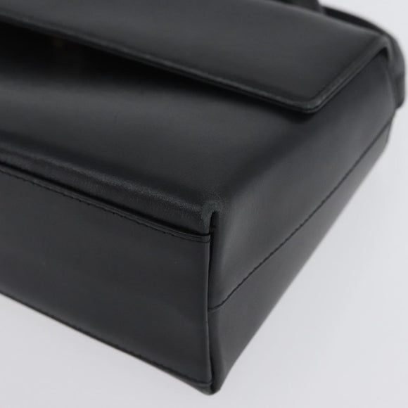 Salvatore Ferragamo Hand Bag Leather 2way Black Gold Auth LNZ457