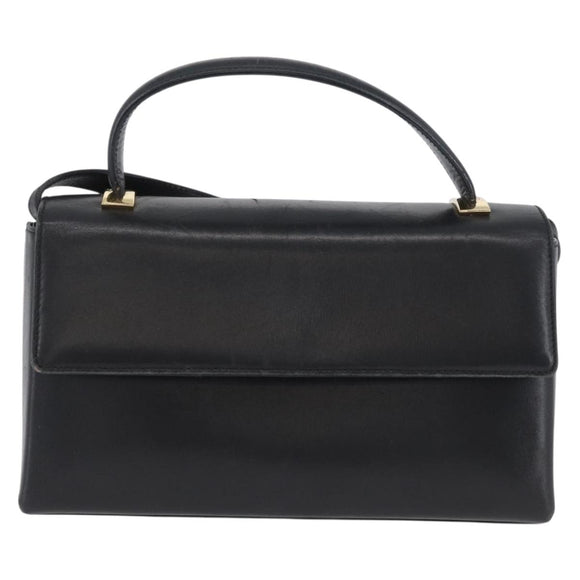 Salvatore Ferragamo Hand Bag Leather 2way Black Gold Auth LNZ457